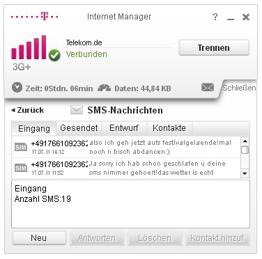 Telekom Internet Manager SMS