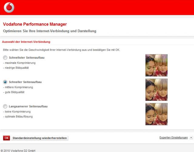 Vodafone Performance Einstellungen - Bildqualität verbessern/verschlechtern